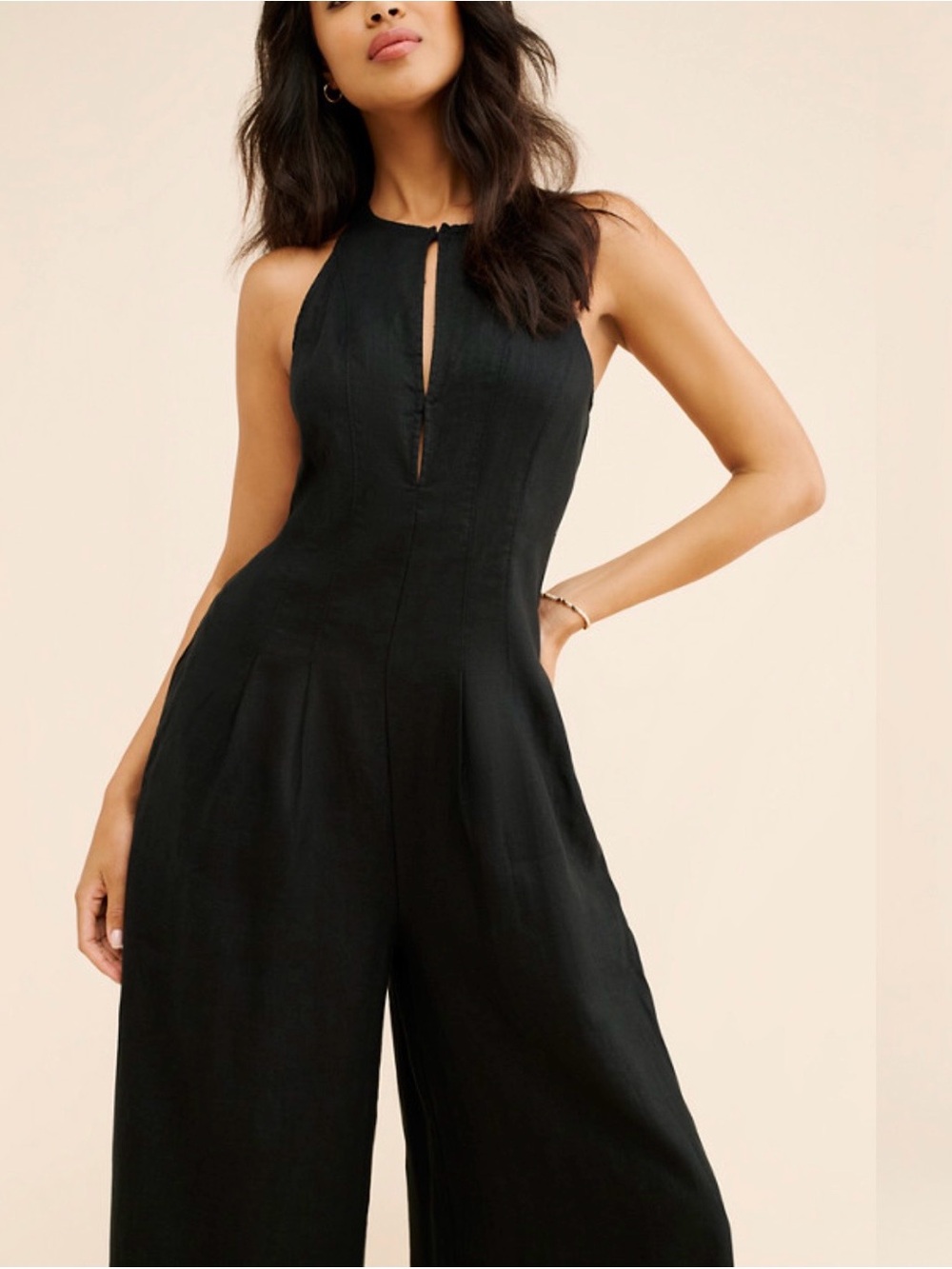 Madewell Portia Halter Wide-Leg Linen Jumpsuit NWT 6